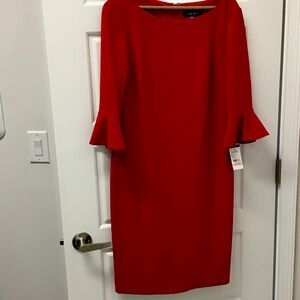 Nine West Red Long Sleeve Dress